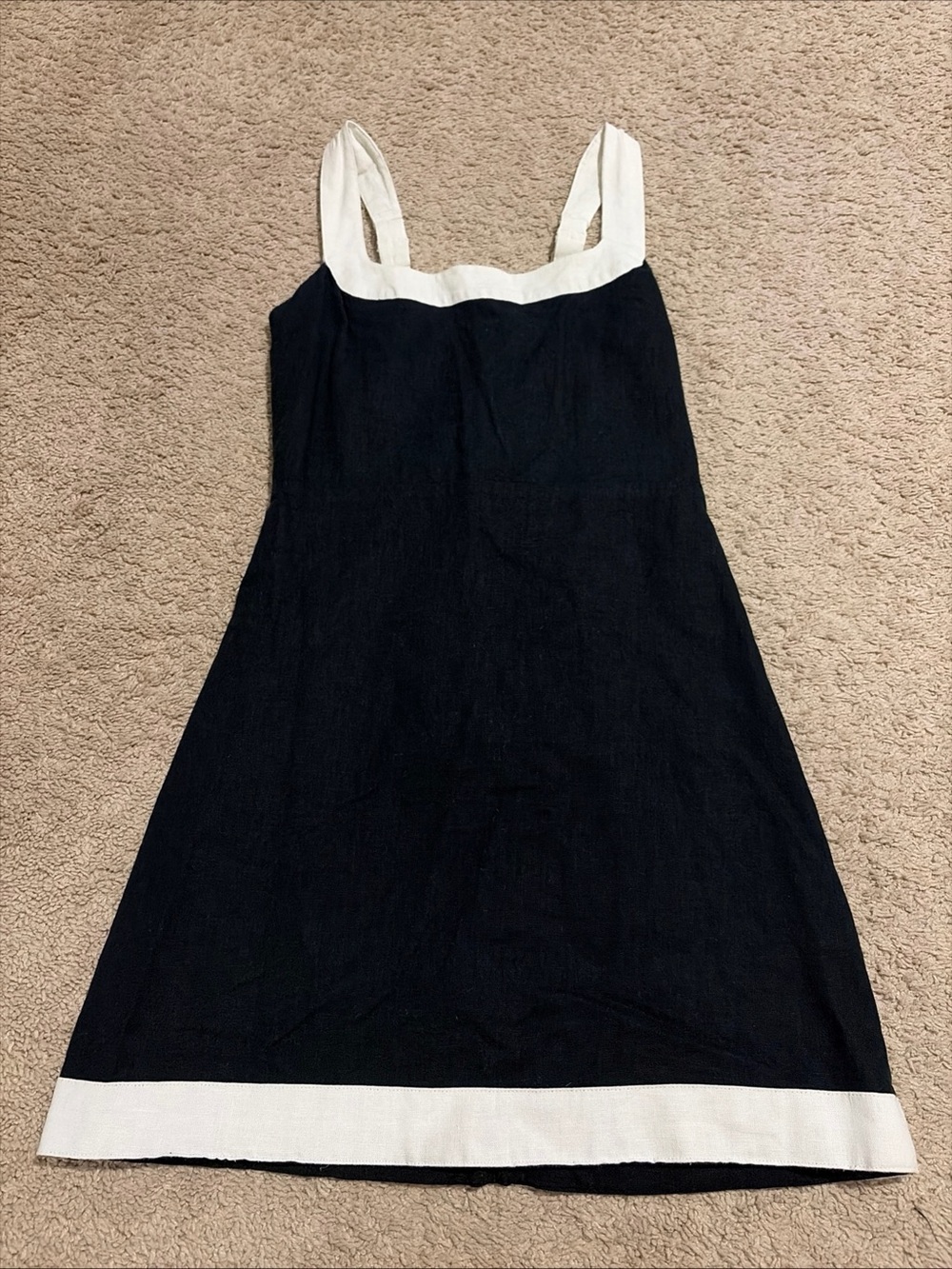Abercrombie Black White Colorblock Linen Mini Dress Size Small Tall Lined